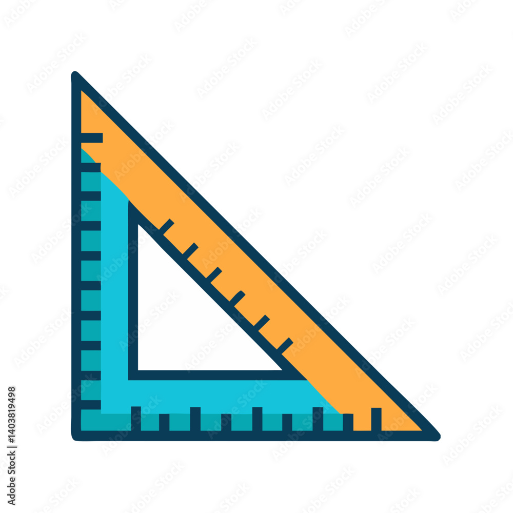 Poster triangle ruler icon representing measurement and geometric drawing
