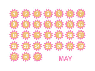 Look calendar May icon in flat style. Planner vector illustration on isolated background. Calendar sign business concept.