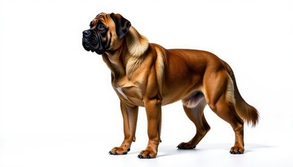 Obraz premium Majestic mastiff, powerful stance, white background, full body, mastiff