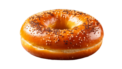 bagel with poppy seeds on transparent Bg