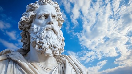 Fototapeta premium Ancient Statue; Cloud; Sky; Portrait