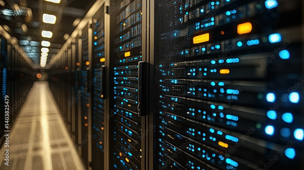 Poster illuminated data center: a glimpse into the heart of digital infrastructure