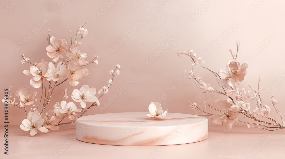 Poster elegant skincare display on a sunlit countertop with soft shadows and calming decor in a serene room