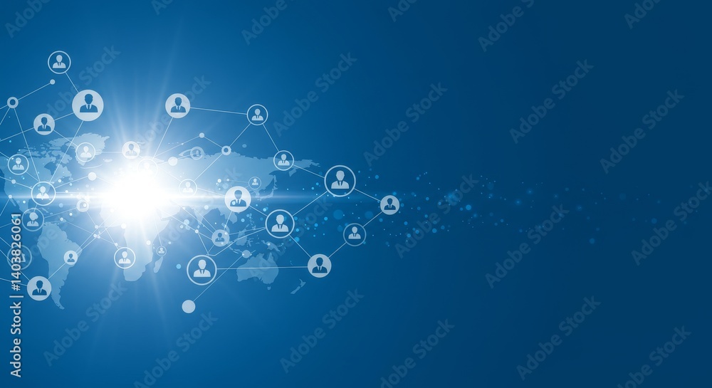 Poster global network connection - abstract depicting a global network of connections, symbolizing communic