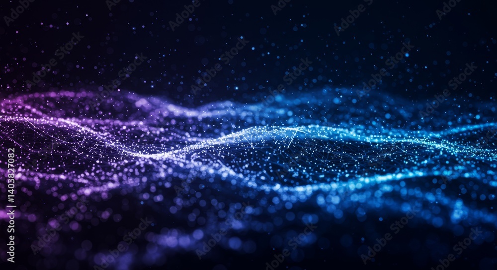 Aufkleber global quantum network: illuminated fiber optic connections - abstract illustration of a quantum com