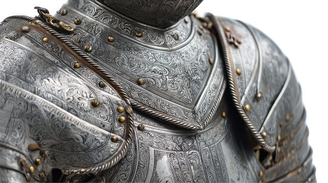 Detailed medieval knight's armor close-up. transparent background - Powered by Adobe