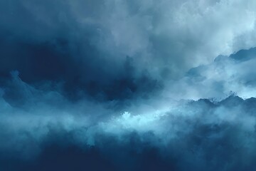 Obraz premium A misty dark blue watercolor background features soft textures and a minimalistic design, high-resolution hyper-realistic details create a serene and abstract atmosphere. Surreal - Desert. 