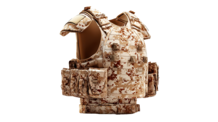Tactical body armor for protection and safety. transparent background