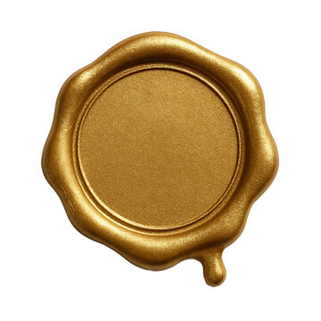 gold  wax seal with clipping path isolated on white background