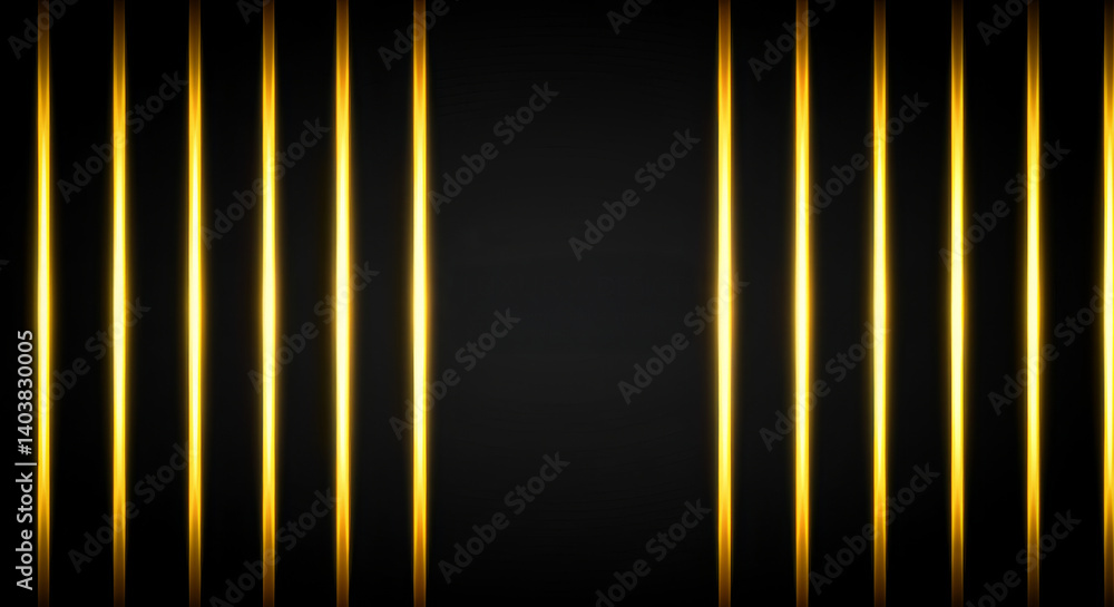 Poster golden lines abstract background - abstract background featuring vertical golden lines on a black ba