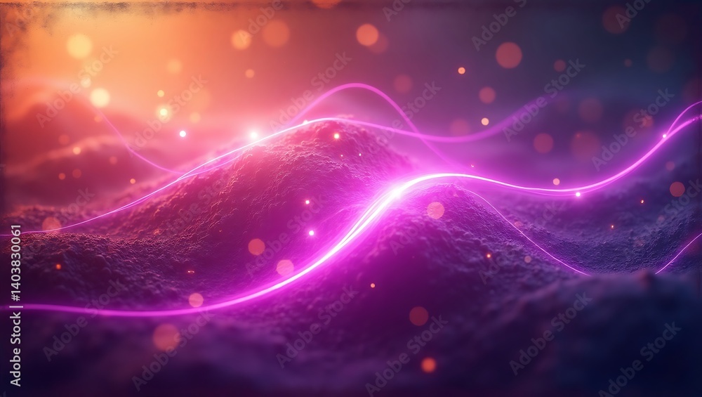 Poster abstract background with colorful glowing lines. generative ai.