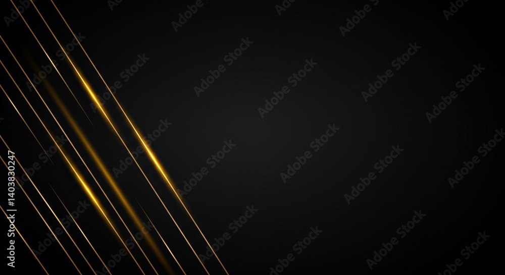 Poster golden lines on black background - abstract featuring diagonal golden lines on a black background. e