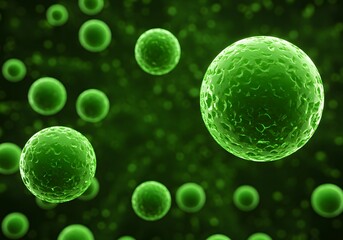 Microscopic Green Cells: A Vivid 3D Render of Cellular Structures