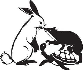 Fairy Tale Animal Silhouettes – Rabbit, Fox, and Turtle Vector Set for Storybooks, Kids Designs, and Clipart