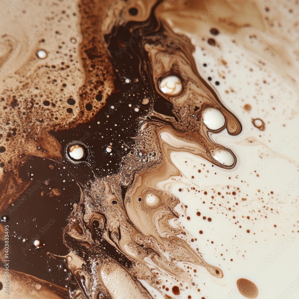 Poster creamy chocolate swirl abstract art in motion with a captivating blend of dark and light brown hues 