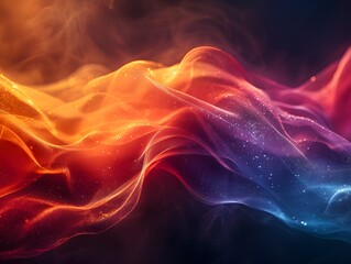 Obraz premium Abstract Wave of Light with Glowing Particles in Warm and Cool Tones