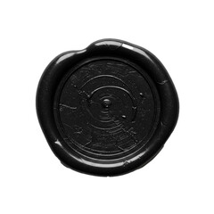 black wax seal isolated on white, blank black wax seal	
