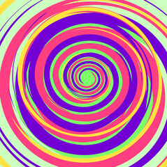 Abstraction in the form of a bright multi-colored spiral on a light blue background