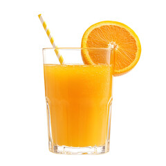 Refreshing Orange Juice Glass with Straw and Orange Slice