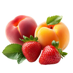 Juicy Peaches and Strawberries Fresh Summer Fruits,