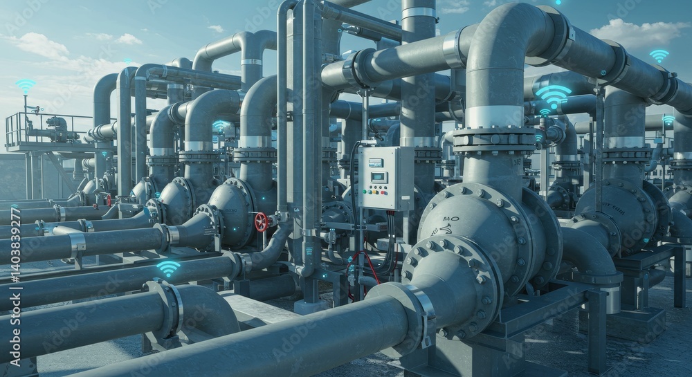 Aufkleber industrial smart pumping system - modern smart pumping system for efficient fluid management, showca