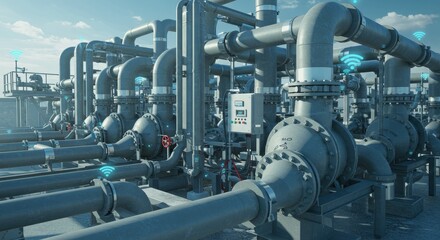 Industrial Smart Pumping System - Modern smart pumping system for efficient fluid management, showcasing advanced technology and automation in industrial settings