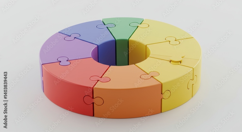 Aufkleber integrated data puzzle pie chart - data integration, puzzle pieces, collaboration, synergy, and data