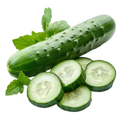 Fresh Cucumber Slices with Mint Leaves Healthy Food © afikurrahman
