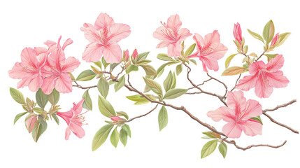 Delicate Pink Azalea Branch Illustration