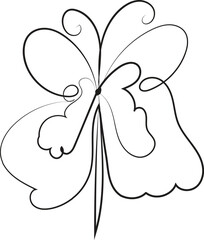 Vector butterfly illustration, a spring nature design element with ornate wings, like a four-leaf clover and insect art