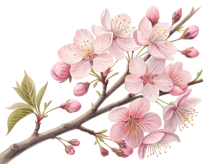 water color cherry blossom sakura branch of tree