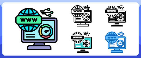 Web Performance Multi Style Icon in Performance Strength and Management Vector Design