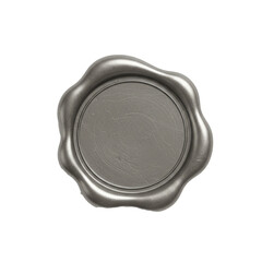 silver wax seal isolated on white, blank silver wax seal	