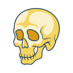 Fototapeta premium Side view of human skull icon in flat cartoon anatomy style