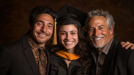 Fototapeta premium A young woman celebrating her graduation with her family