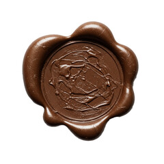 Bronze wax seal isolated on white background