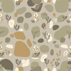 Fototapeta premium A vector seamless design featuring a smooth gradient transition. Modern flat design aesthetic. Abstract brutalist-inspired pattern with natural organic shapes and stone textures