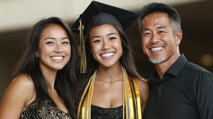 A Family Poses Smiling Together At Graduation Ceremony