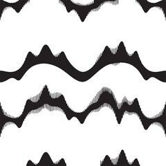 Modern flat design abstract pattern. Music waves and frequencies visualized with sharp linear geometric shapes. Seamless repeat design. Deep ultraviolet hues, vivid purples, high contrast