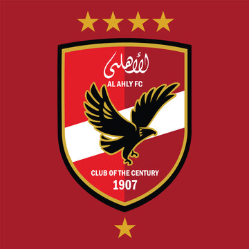 Naklejki The logo of Al Ahly Club which is the Century Club, the red flag with an eagle in the middle of the logo