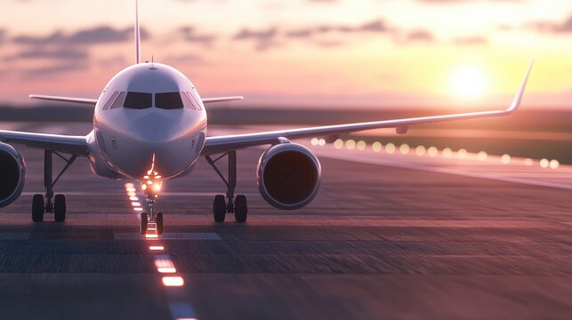 Plane Aircraft being prepared for takeoff on a busy runway, illustrating the excitement of air travel.