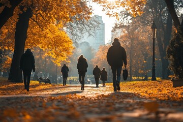 Walking people in the park, Generative AI