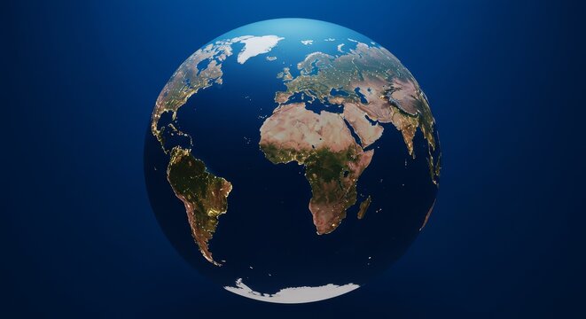 Fototapeta Our Blue Planet Earth - A detailed 3D of planet Earth, showcasing continents, oceans, and landmasses. Perfect for environmental, global, or science concepts