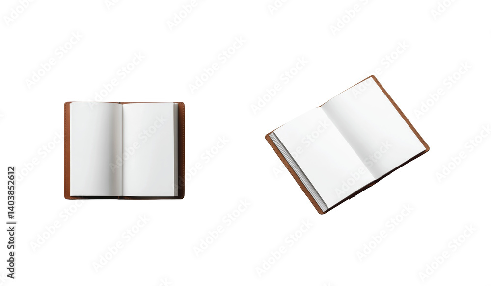 Aufkleber two open books displaying blank pages for writing and reading on a simple dark background
