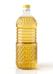 Golden Yellow Cooking Oil in Clear Plastic Bottle High-Quality Image