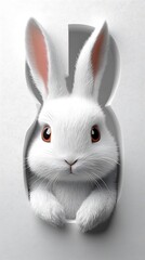 Obraz premium Cute rabbit peeking through hole