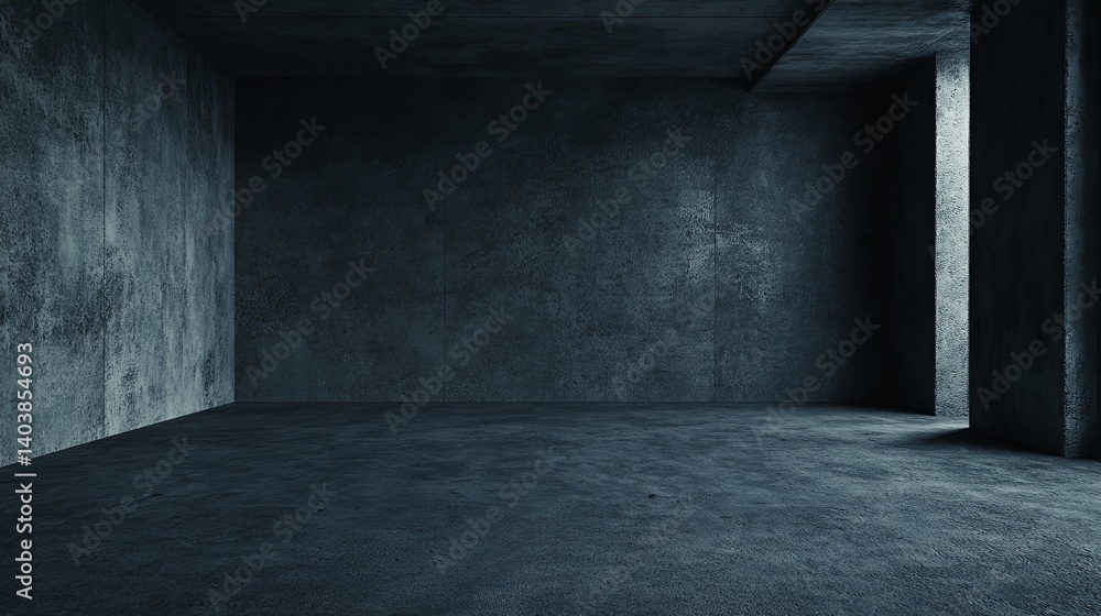 Poster dark concrete room interior background for architecture and design with grunge texture and light 3d 