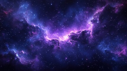 Fototapeta premium Stunning cosmic nebula with vibrant purple and blue hues illuminating the night sky. Explore the beauty of space in this mesmerizing image.