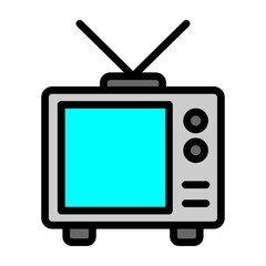 CRT Television Vector Filled Icon Design