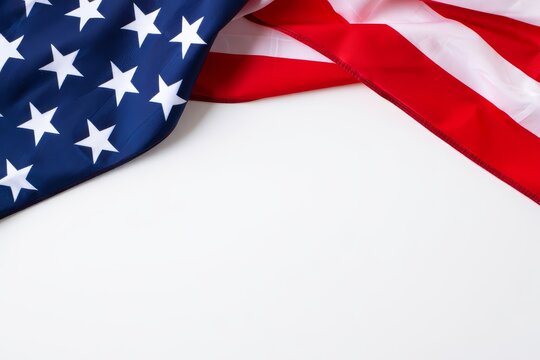 American Flag Draped on White Background